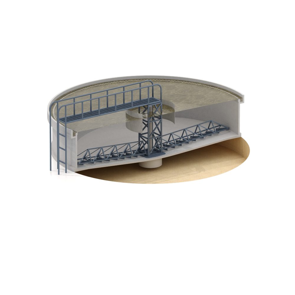 illustration of a clarifier at a mining facility