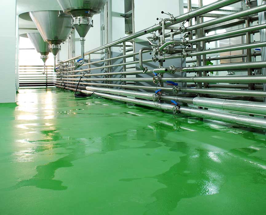 green floor coating in pharmaceutical plant